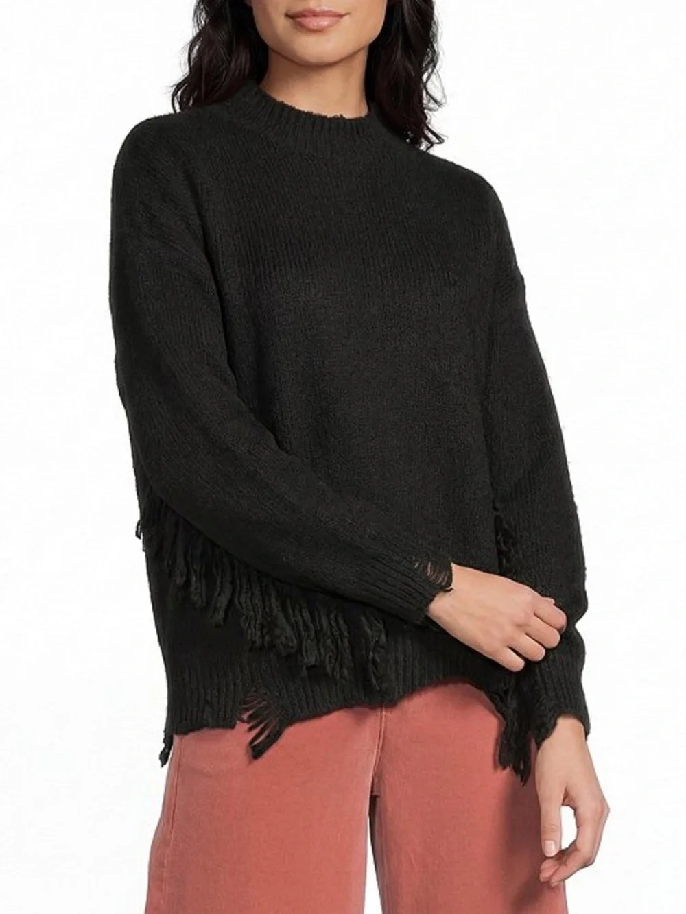 C&V Chelsea & Violet Fringe Distressed Sweater